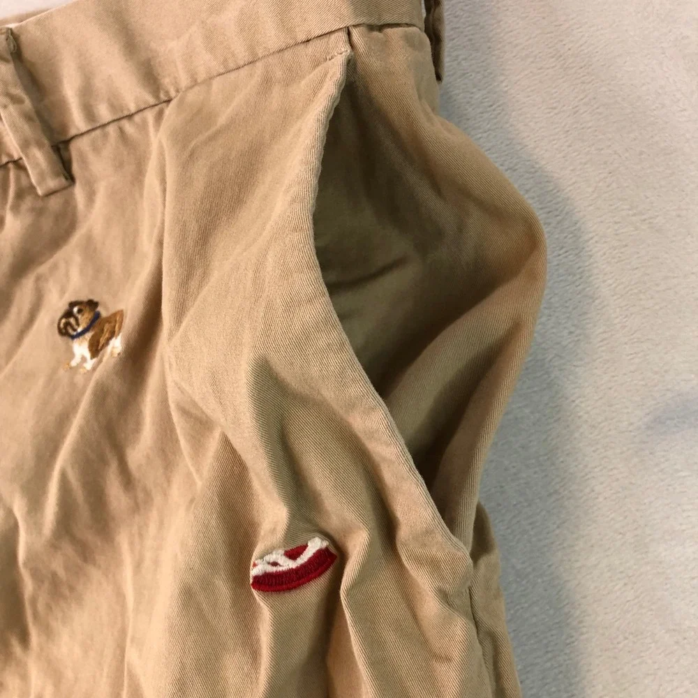 Polo Ralph Lauren Bulldog Shorts Mens 40 Khaki Embroidered Stretch Classic Fit